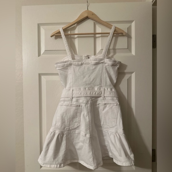 7 for all mankind Surplus Flounce Denim Dress White Sz M - Picture 7 of 10
